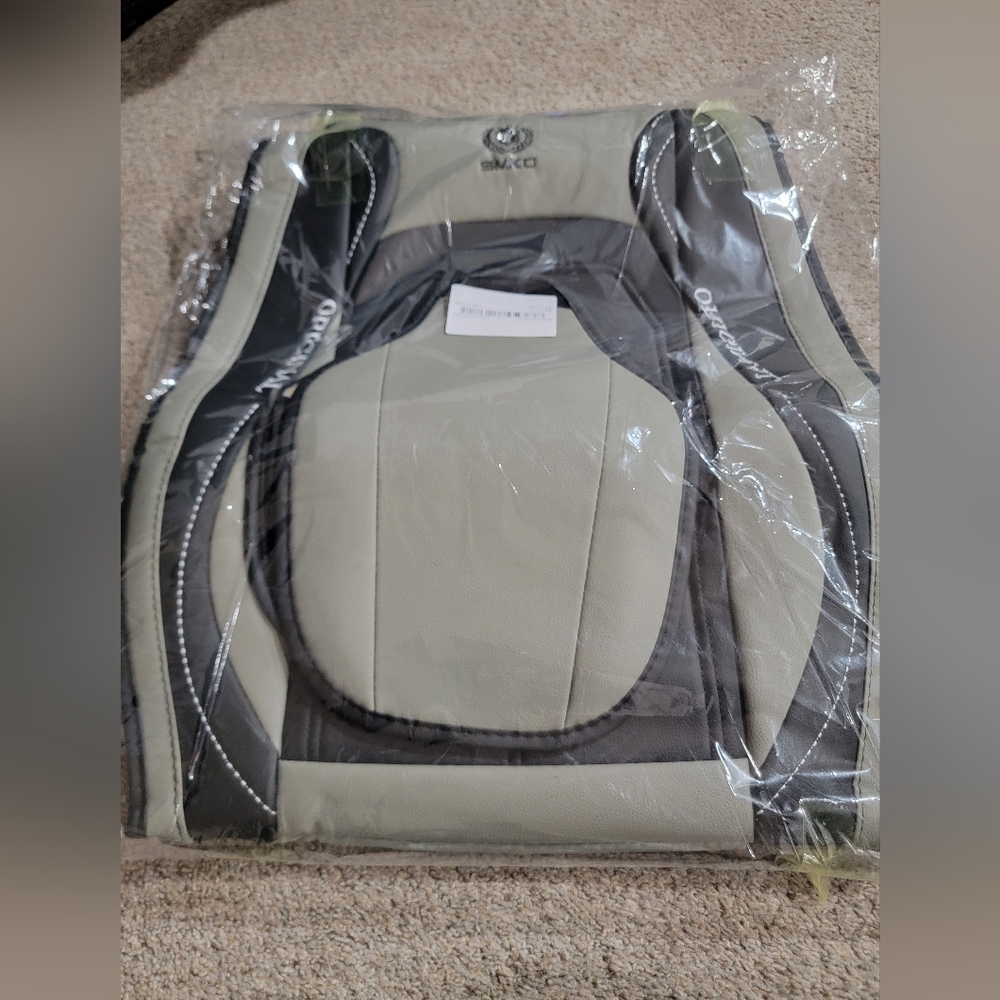 Black and Gray Leather Car Seat Cover